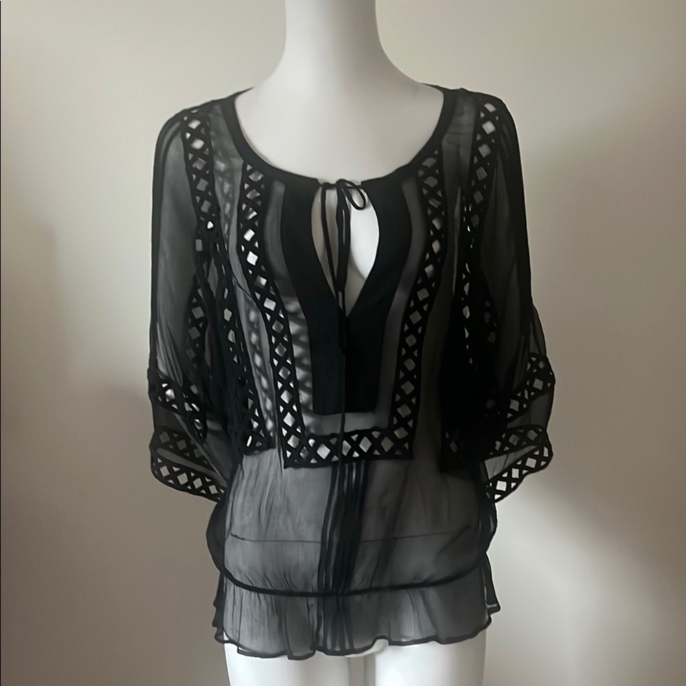Daniel Rainn Elegant Black Sheer Women's Top Size M